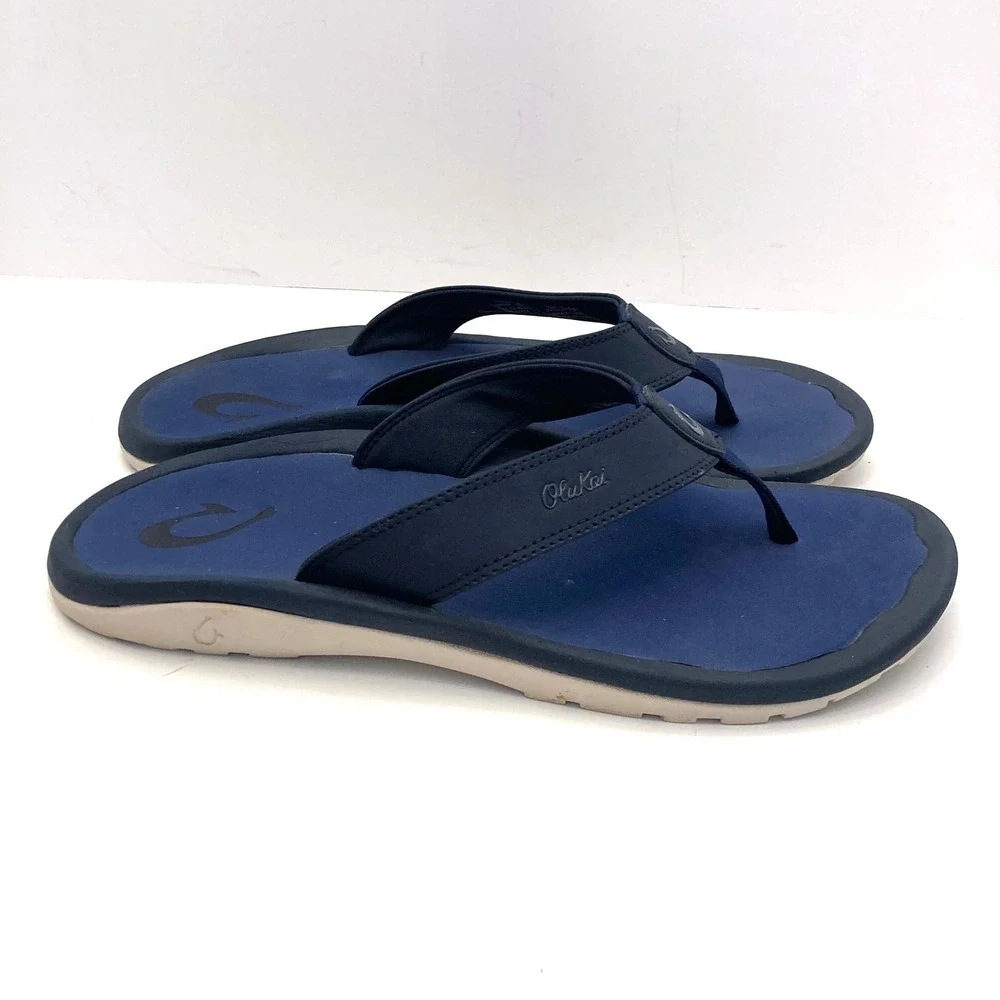 OluKai Ohana Sandals Flip Flops Slides Thong Mens 12 EU 45 Blue